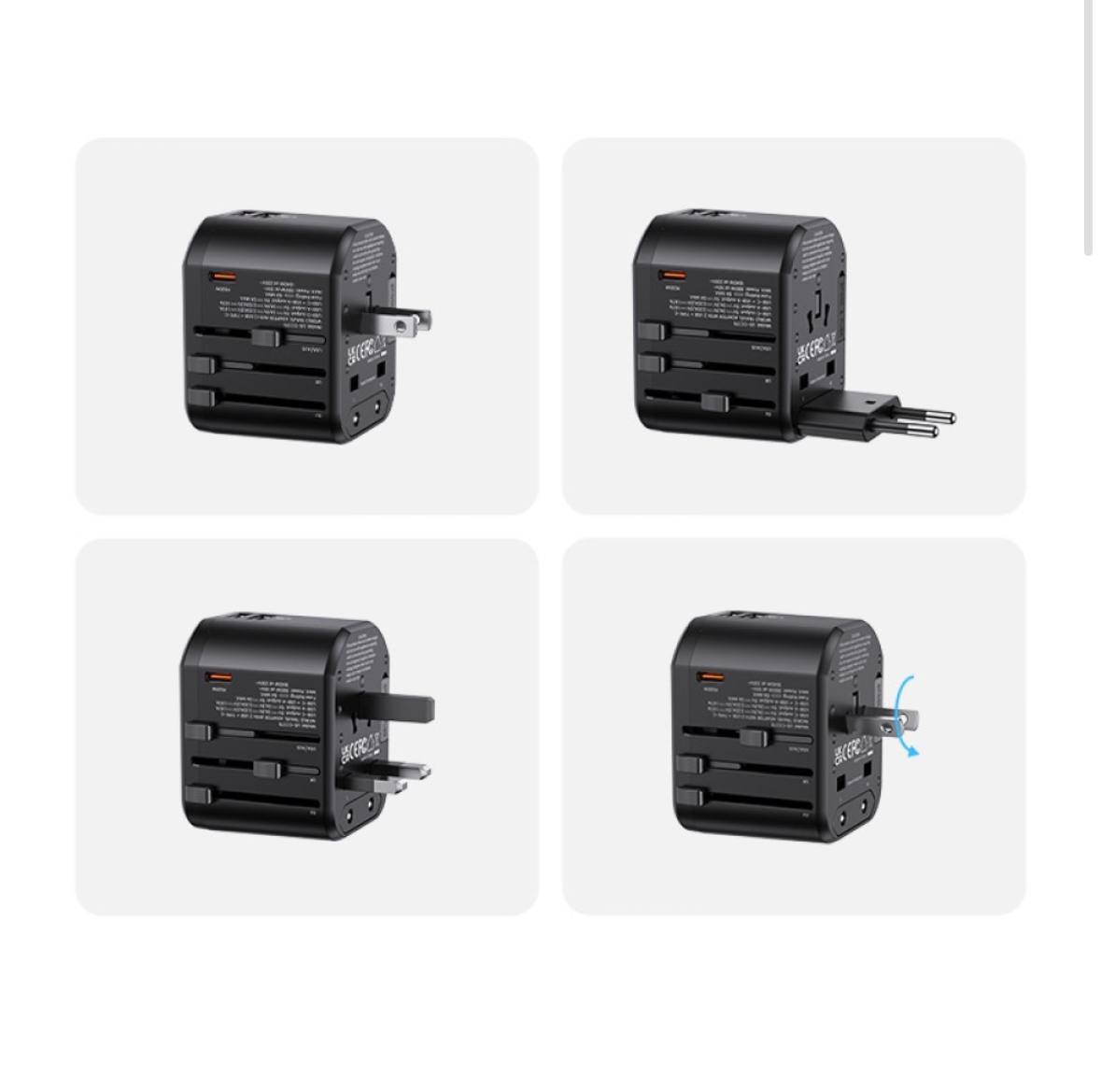 Мережевий зарядний пристрій Usams US-CC179 T59 PD20W Dual 2USB+Type-C US/AU/UK/EU - Зображення 7