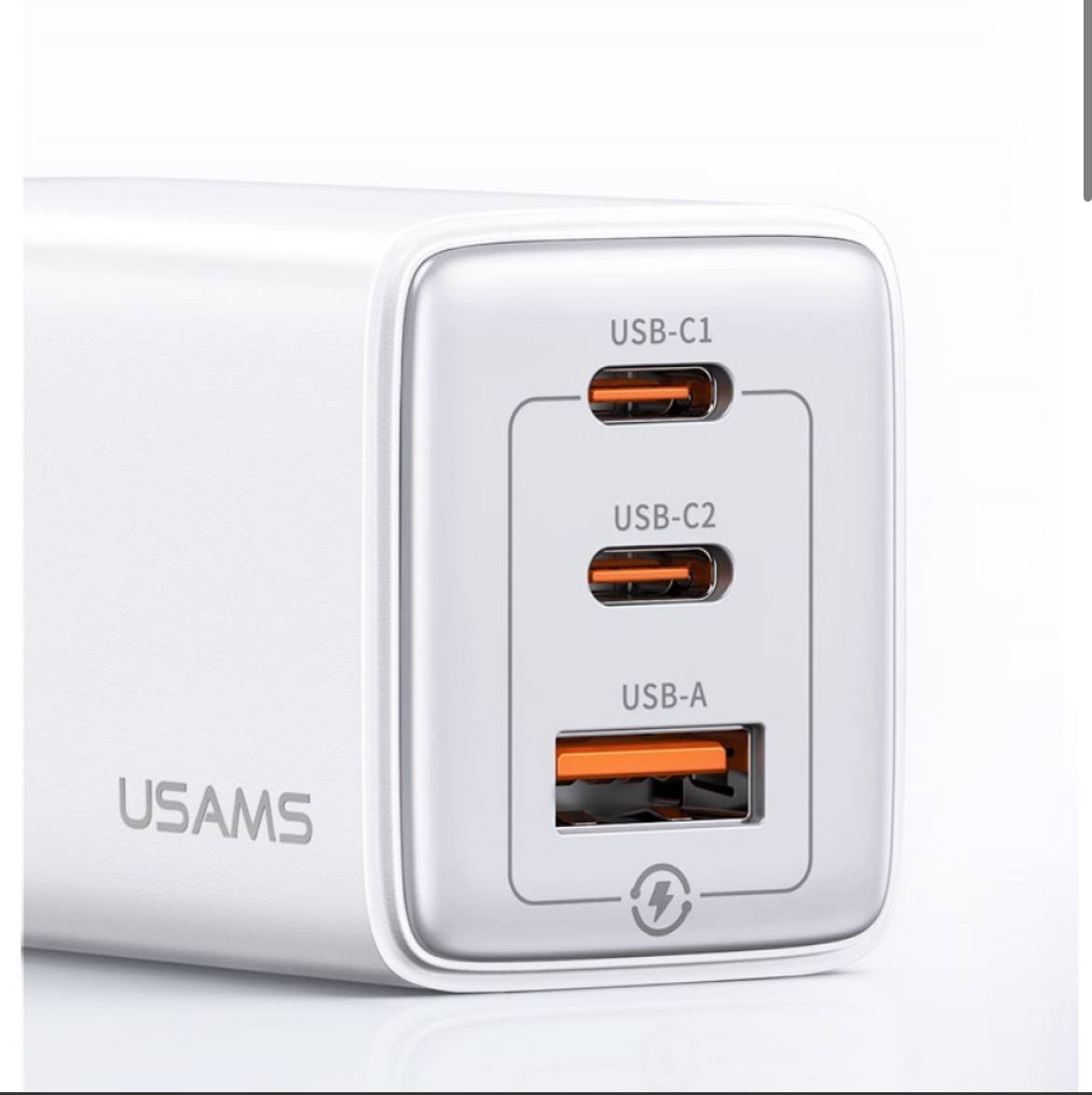 Мережевий зарядний пристрій Usams US-CC180 ACC GaN PD65W - Зображення 4