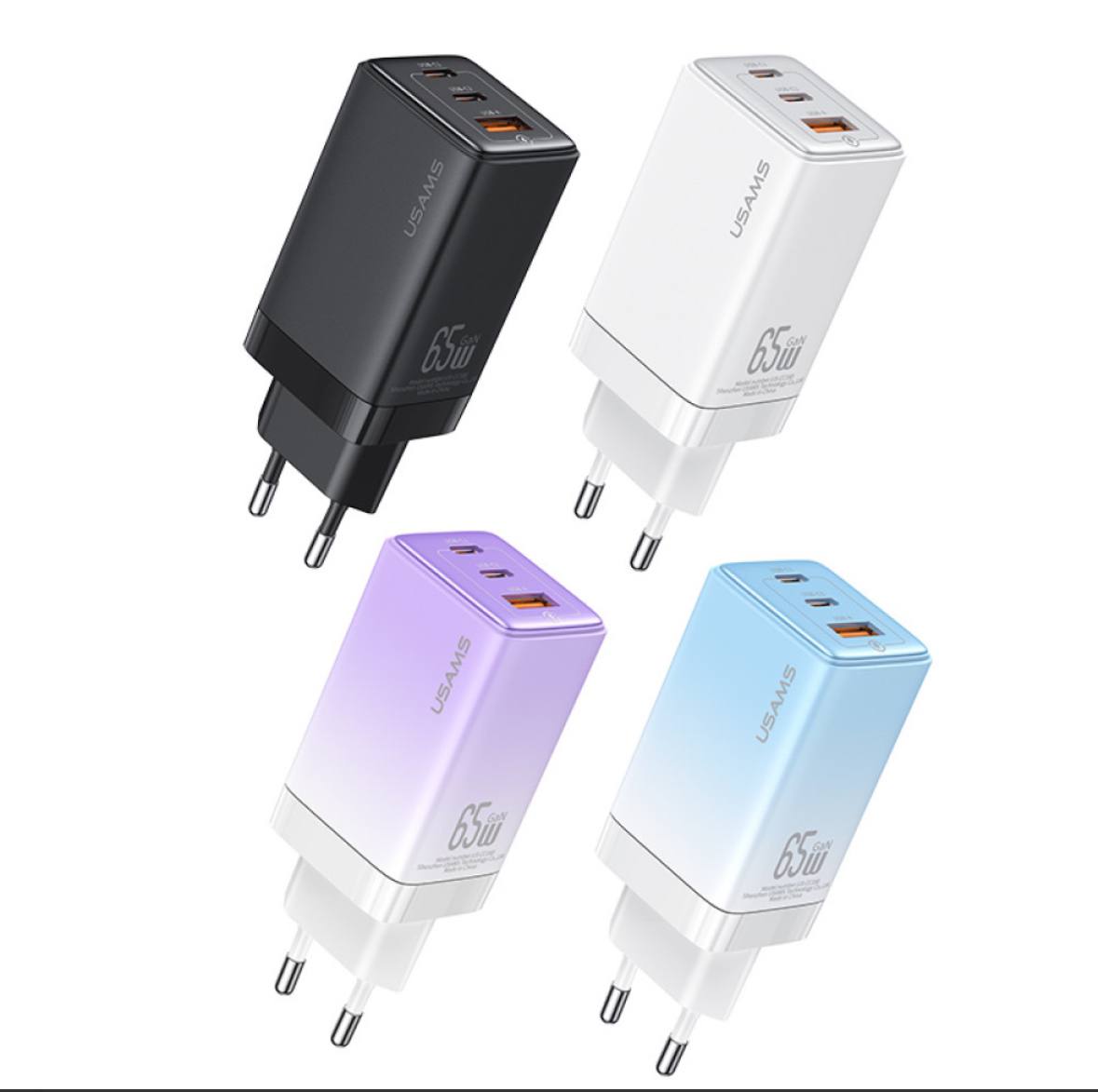 Мережевий зарядний пристрій Usams US-CC180 ACC GaN PD65W - Зображення 6