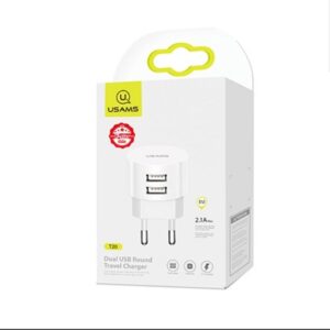 Мережевий зарядний пристрій Usams US-CC080 T20 2USB Round Travel Charger 2.1А