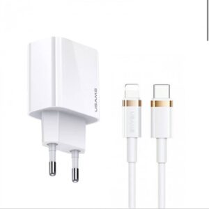 Мережевий зарядний пристрій Usams T49 20W (T34 Type-C PD 20W+US-SJ484 U63 Type-C to Lighting PD 1.2m)