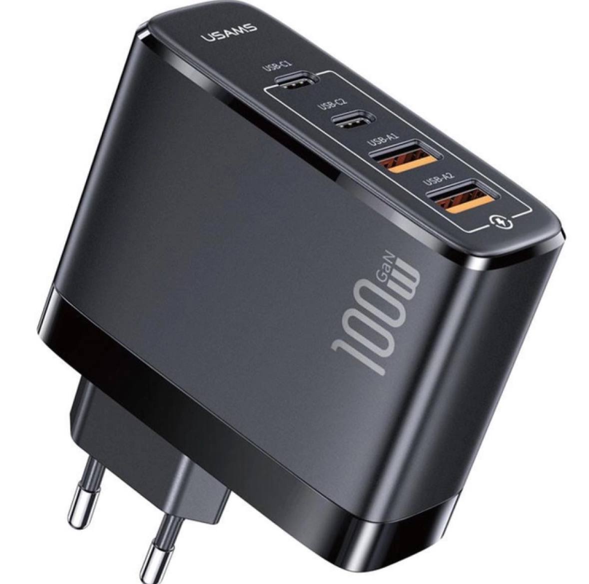 Мережевий зарядний пристрій Usams (T44 2Type-C+2USB GaN 100W PD+SJ524 U71 Type-C to TypeC 100W PD 1.2m) - Зображення 2