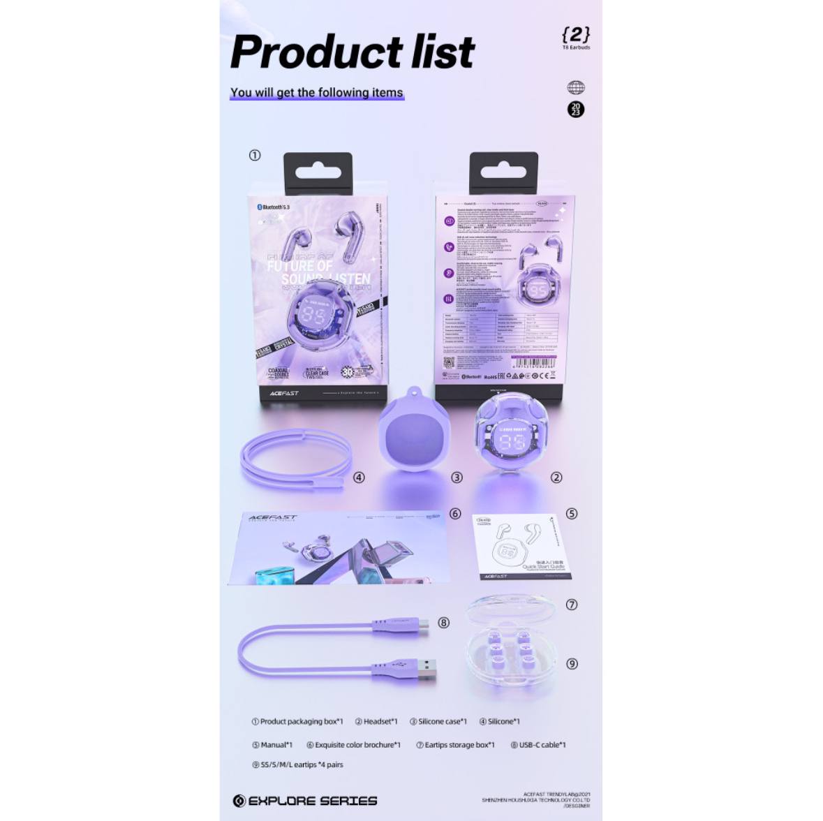 Бездротові навушники Acefast T8 Crystal - Зображення 6