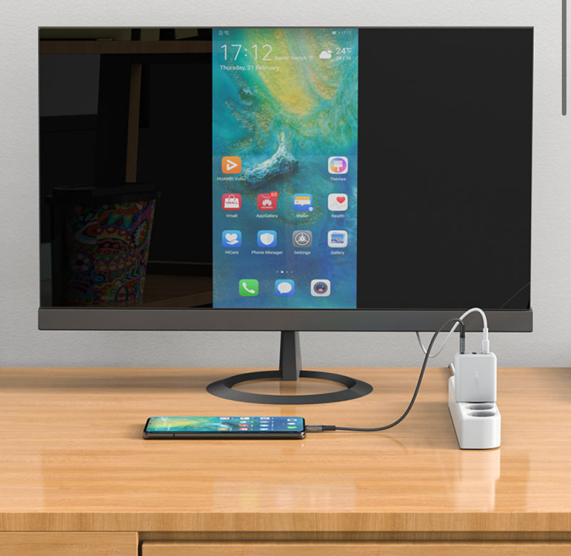 Mережевий зарядний пристрій AceFast A17 GaN3 Type-C to Type-C 65W 1USB-C 1USB +HDMI 4K HD Швидка зарядка - Зображення 3