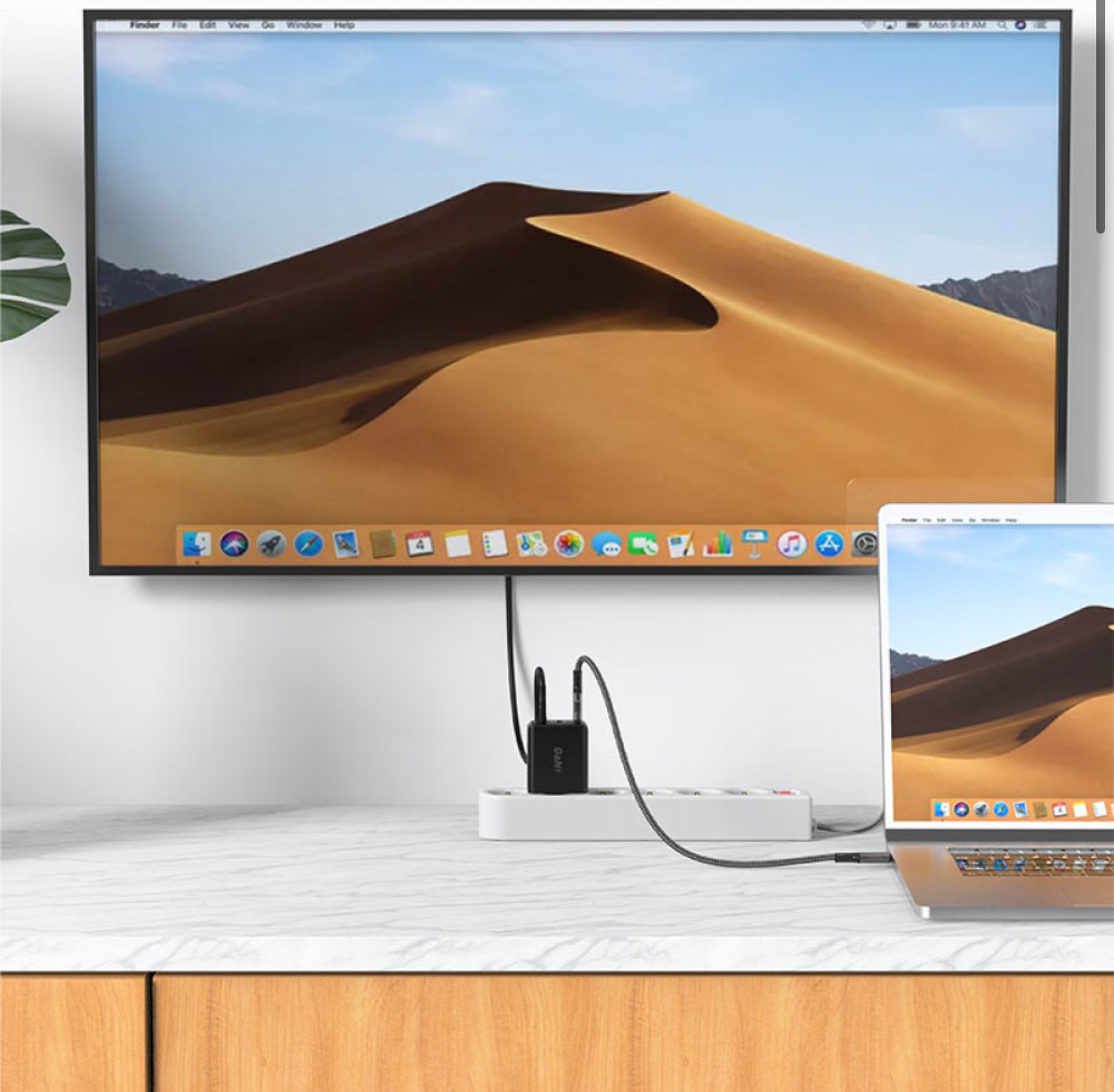 Mережевий зарядний пристрій AceFast A17 GaN3 Type-C to Type-C 65W 1USB-C 1USB +HDMI 4K HD Швидка зарядка - Зображення 4