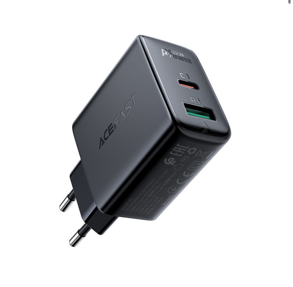 Мережевий зарядний пристрій AceFast A5 PD32W 1USB-C 1USB Швидка зарядка - Зображення 4