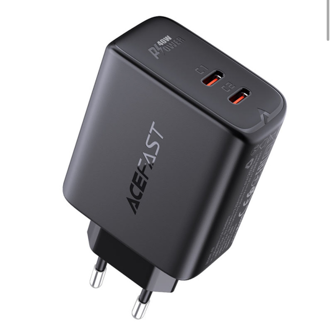 Мережевий зарядний пристрій AceFast A9 PD40W 2USB-C Швидка зарядка - Зображення 2