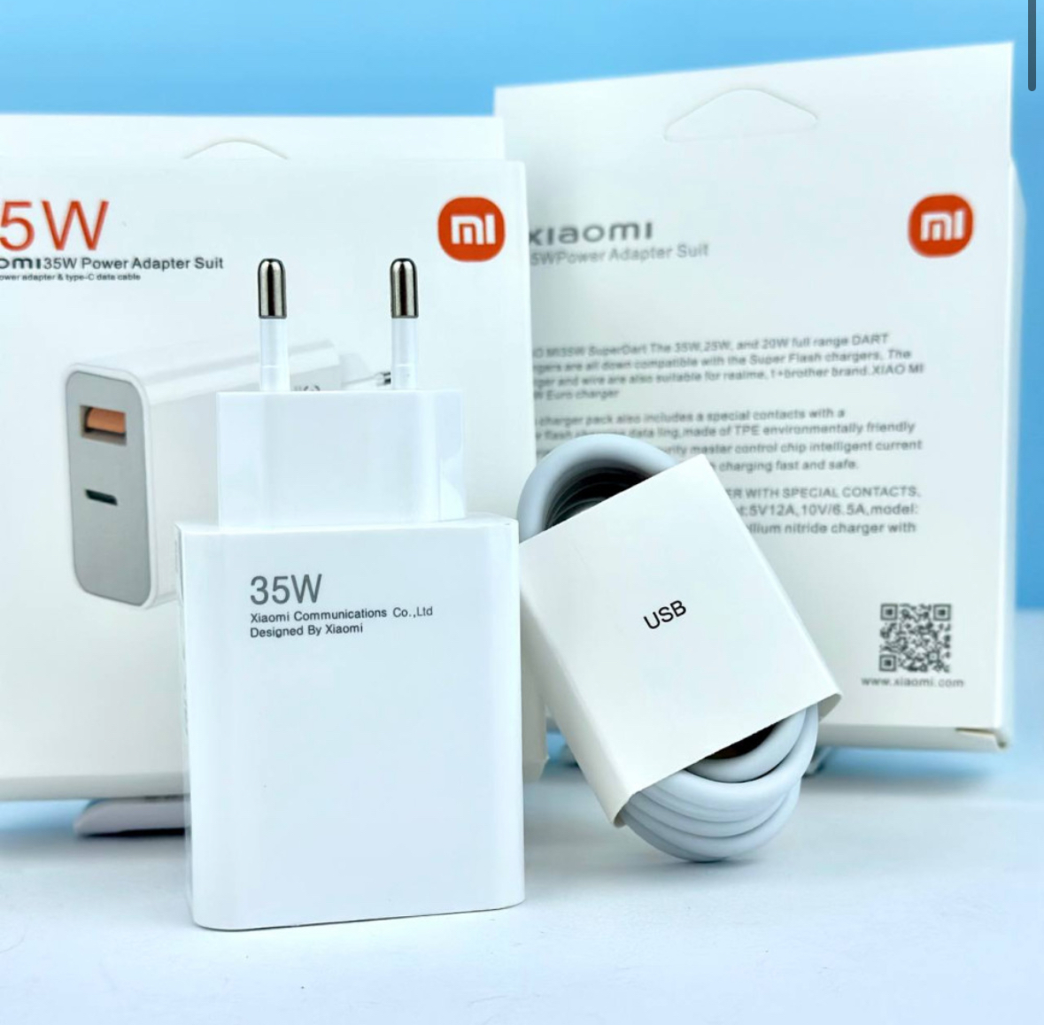 Мережевий зарядний пристрій Xiaomi Mi 35W 2 in1 USB+USB-C + data cable Type-C - Зображення 2