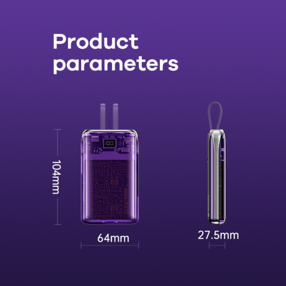 Power Bank Remax RPP-591 10000mAh Explore Pro Series PD20W+QC22.5W with cable 3-in-1 - Зображення 7