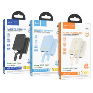 Power Bank Hoco Q24 Elegant 10000mAh 22.5W+PD20W з бездротовою зарядкою 15W (with cable Type-C to Lightning)