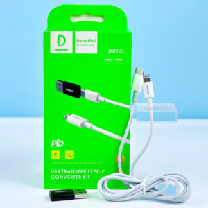 Кабель + перехідник Denmen DU13L 2in1 USB to Type-C audio converter +кабель Type-C to Lightning