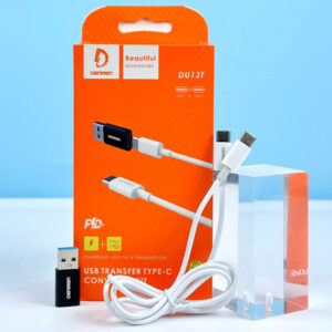 Кабель + перехідник Denmen DU13T 2in1 USB to Type-C audio converter +кабель Type-C to Type-C