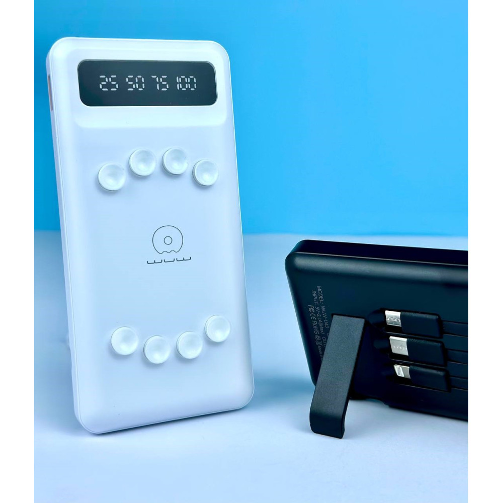 Power Bank WUW U43 10000mAh USB+Type-C з кабелем Lightning/Micro/Type-C+підставка - Зображення 3