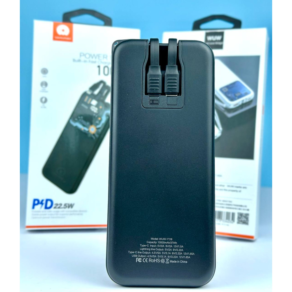 Power Bank WUW Y116 10000mAh PD22.5W USB+Type-C - Зображення 3