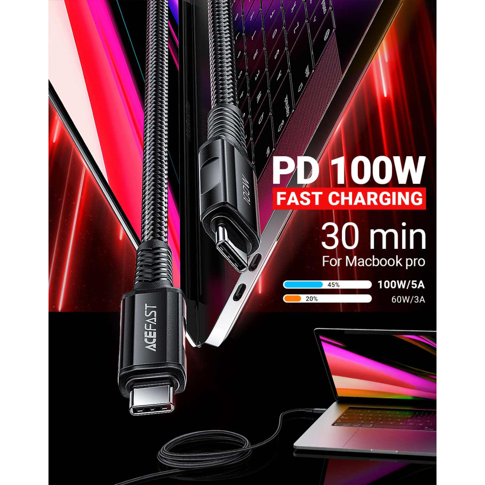Кабель AceFast C4-03 Type-C to Type-C 100W 2m - Зображення 6