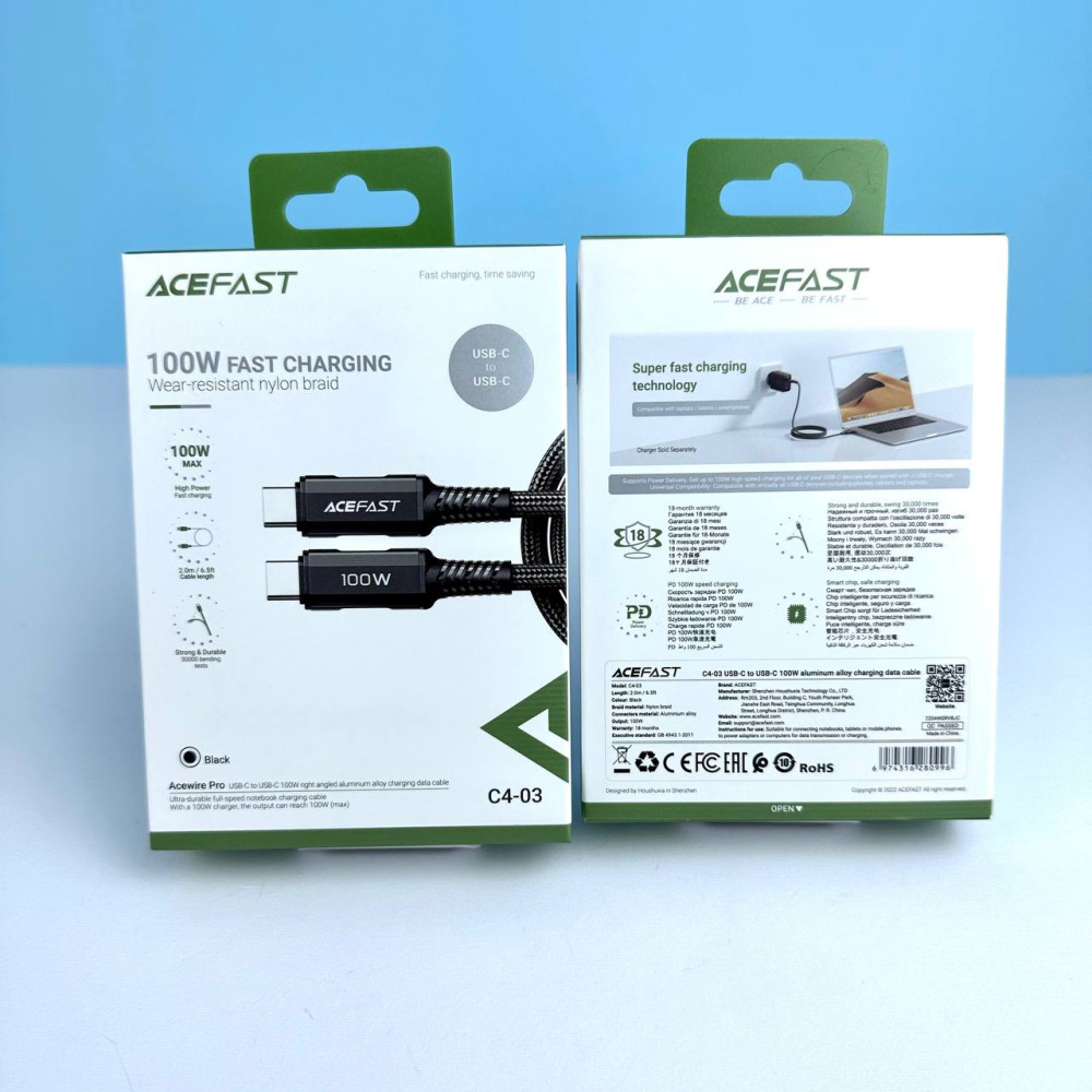 Кабель AceFast C4-03 Type-C to Type-C 100W 2m - Зображення 2