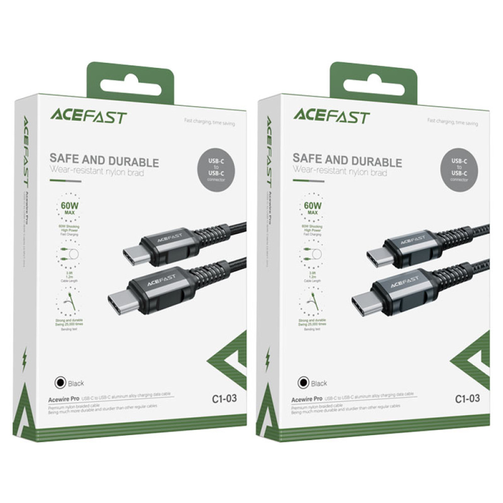 Кабель AceFast C1-03 Type-C to Type-C 60W 1.2m