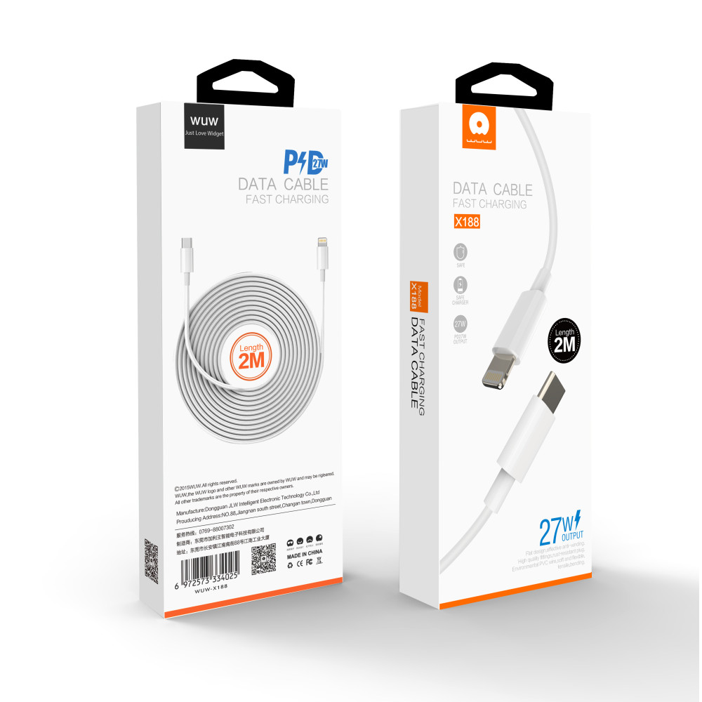 Кабель WUW X188 Type-C to Lightning PD27W 2m