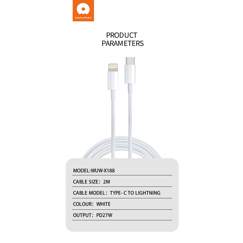 Кабель WUW X188 Type-C to Lightning PD27W 2m - Зображення 2