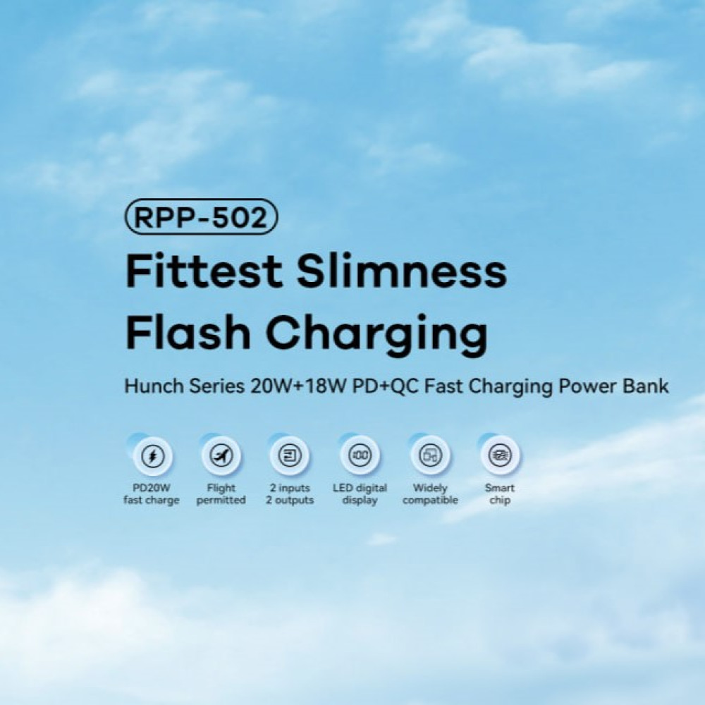 Power Bank Remax RPP-502 10000mAh Hunch Series PD20W+QC18W Швидка зарядка - Зображення 3