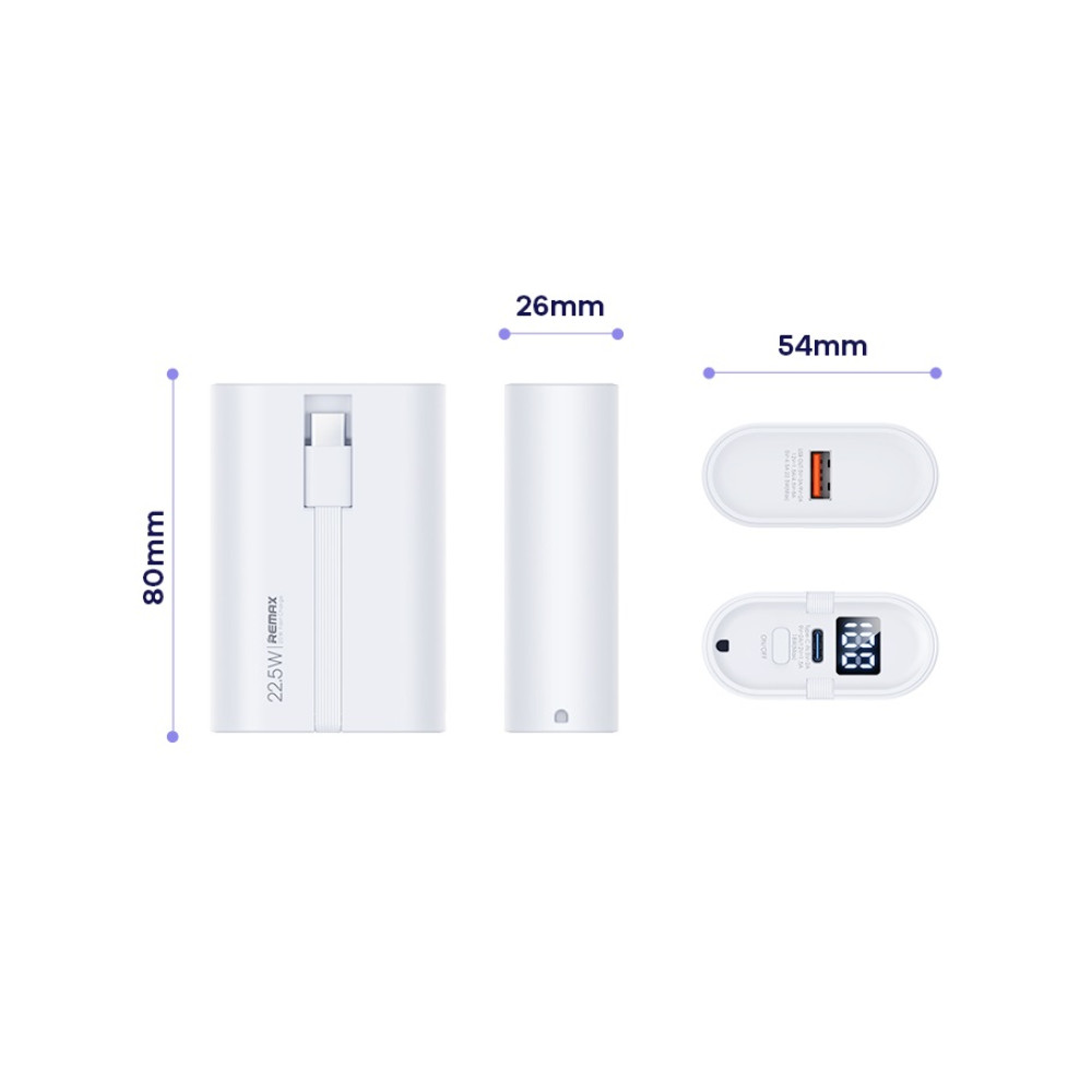 Power Bank Remax RPP-572 10000mAh Prime Series PD20W+QC22.5W with cable - Зображення 6