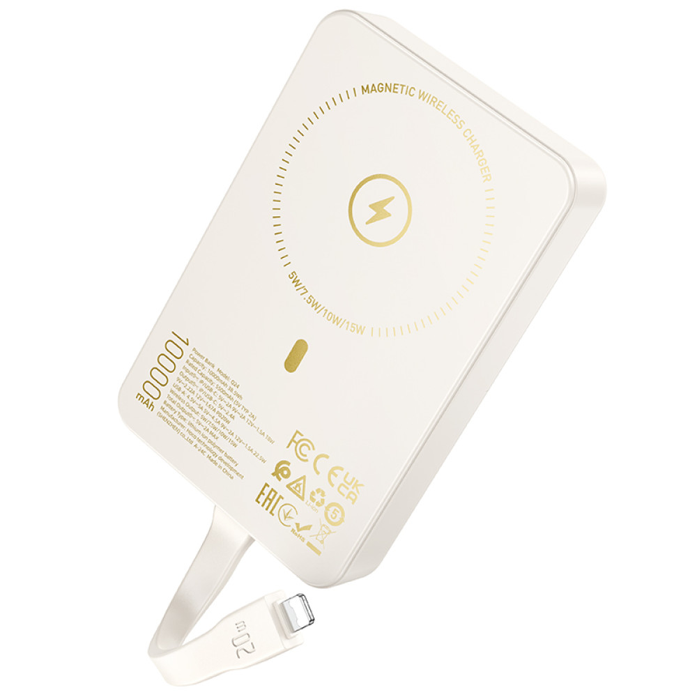 Power Bank Hoco Q24 Elegant 10000mAh 22.5W+PD20W з бездротовою зарядкою 15W (with cable Type-C to Lightning) - Зображення 4