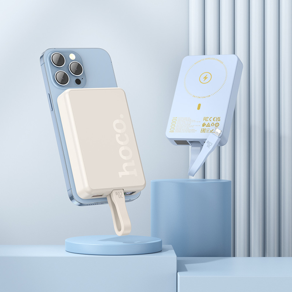 Power Bank Hoco Q24 Elegant 10000mAh 22.5W+PD20W з бездротовою зарядкою 15W (with cable Type-C to Lightning) - Зображення 6