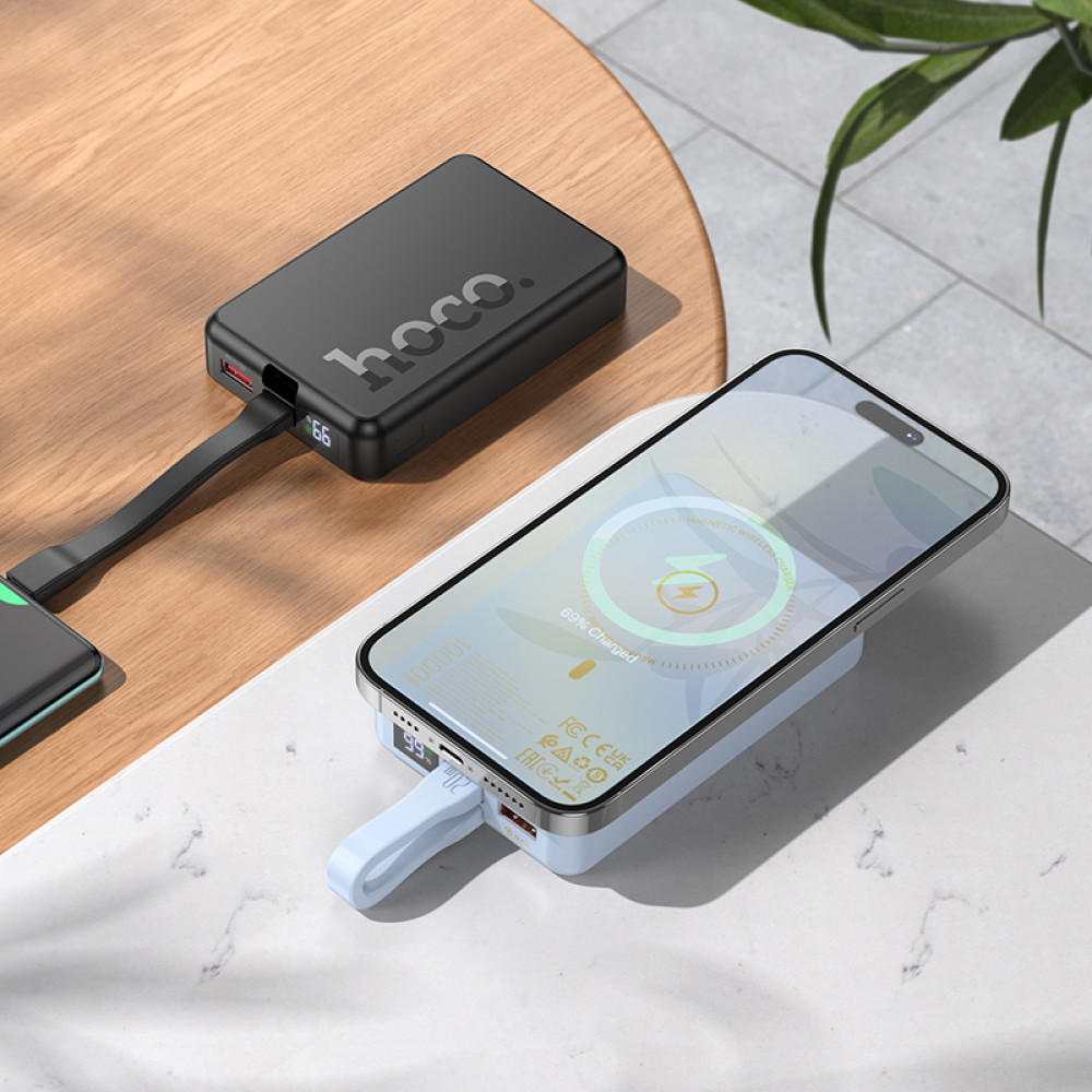 Power Bank Hoco Q24 Elegant 10000mAh 22.5W+PD20W з бездротовою зарядкою 15W (with cable Type-C to Lightning) - Зображення 7