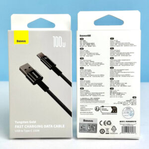 Кабель Baseus Tungsten Gold Type-C 100W 1m, CAWJ040001
