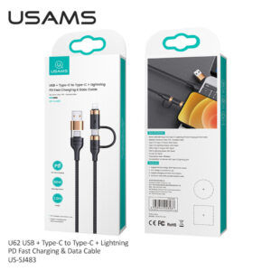 Кабель Usams US-SJ483 U62 4in1 USB+Type-C to Type-C+Lightning PD60W 1.2m