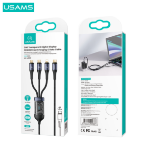 Кабель Usams US-SJ600 U83 3in1 Type-C to Type-C+Lightning+Micro PD100W 1.2m