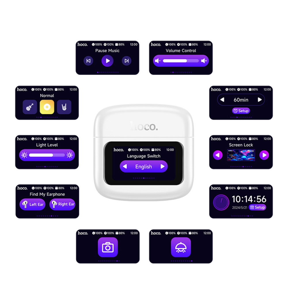 Бездротові навушники Hoco EQ14 Cool color, touch screen - Зображення 4